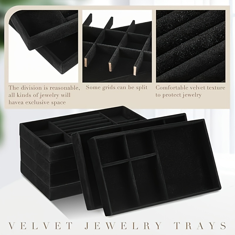 Stackable Velvet Jewelry Drawer Tray, Elegant Storage